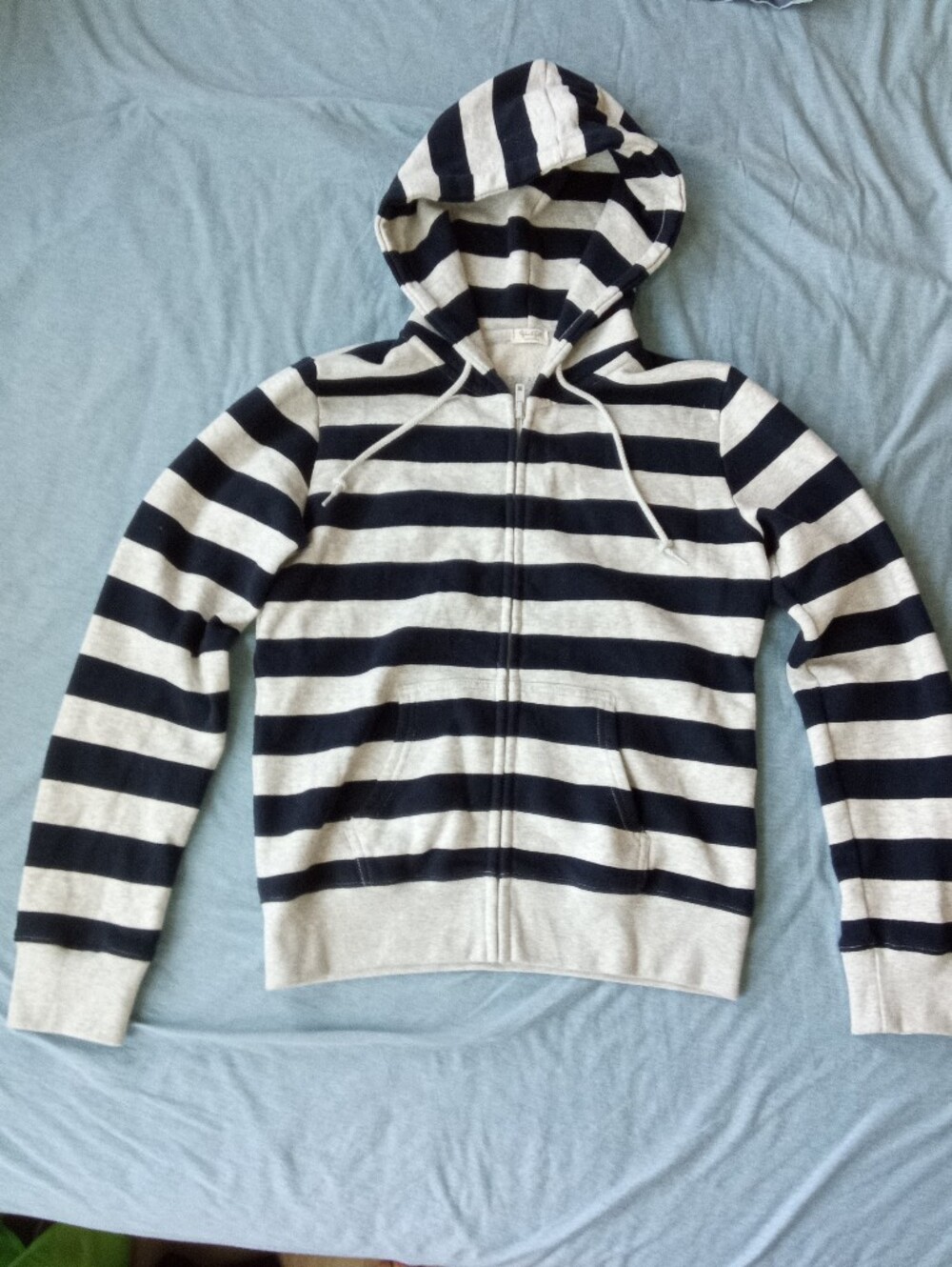 JOHN GALT Brandy Melville Striped Full Zip Hoodie  Gray Navy One Size